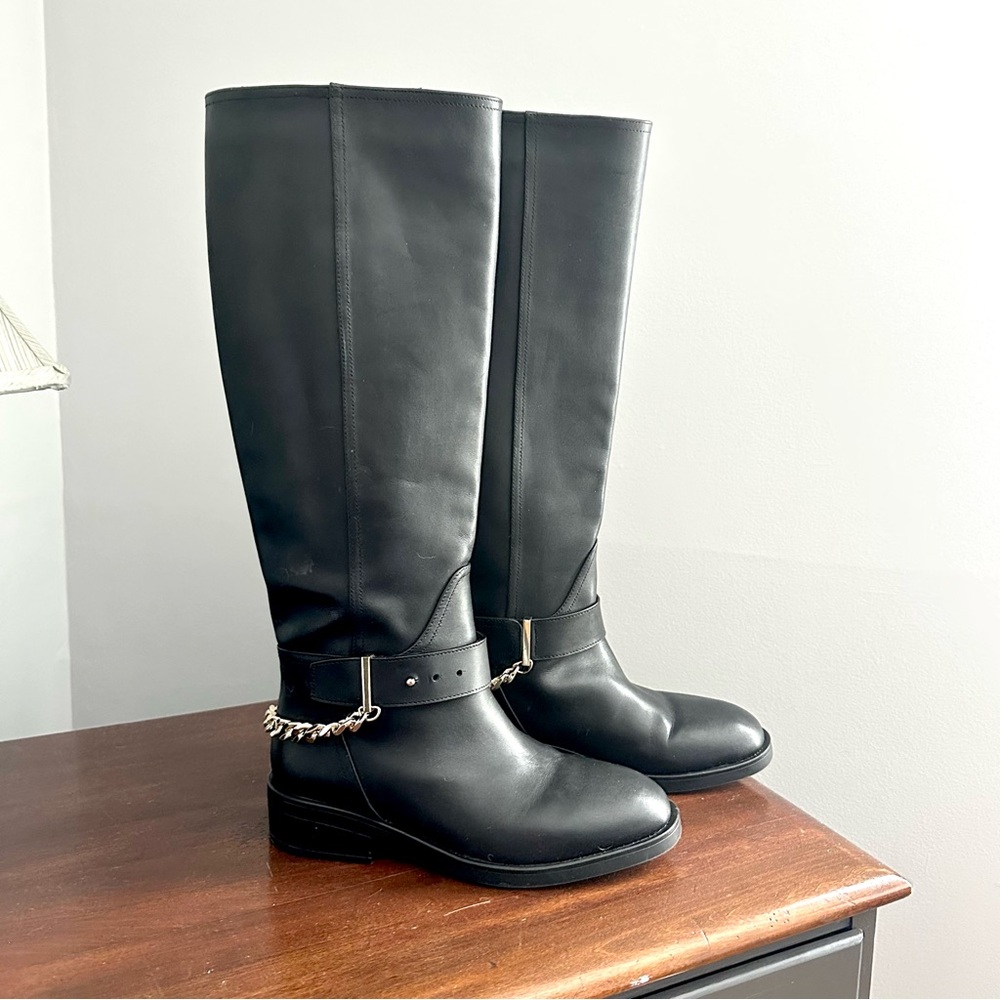 AQUA Riley Boots Black Leather Sz 7.5 Worn One Time